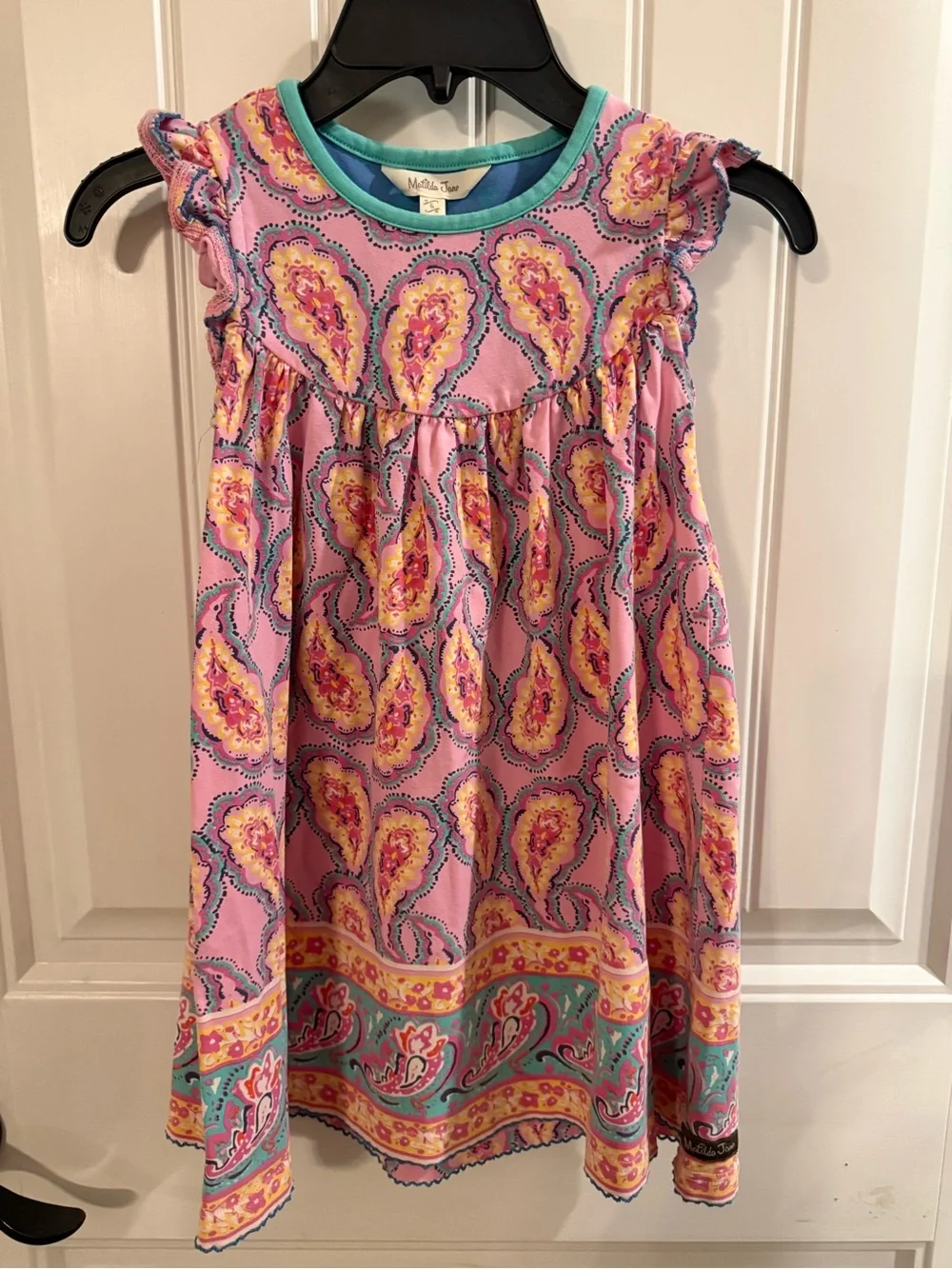 Matilda Jane Pink Paisley Dress with Turquoise Trim